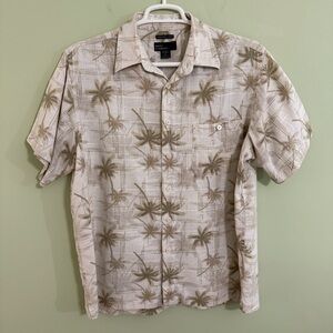 Marc Edwards washable linen Casual Button Down Shirt with Palm Tree Design